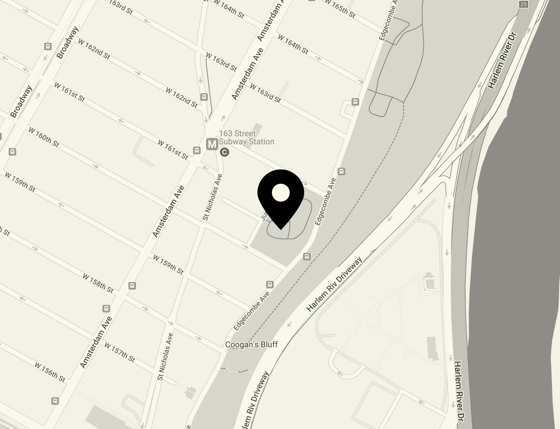 Map showing location of Morris-Jumel Mansion at 65 Jumel Terrace, New York, NY 10032